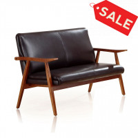 Manhattan Comfort LS001-BK Arch Duke 51.2 in. Black and Amber Faux Leather 2-Seater Loveseat